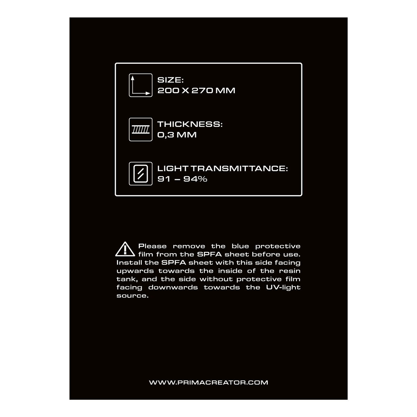 PrimaCreator SPFA Film Sheet for 3D Printers - 200 x 270 mm