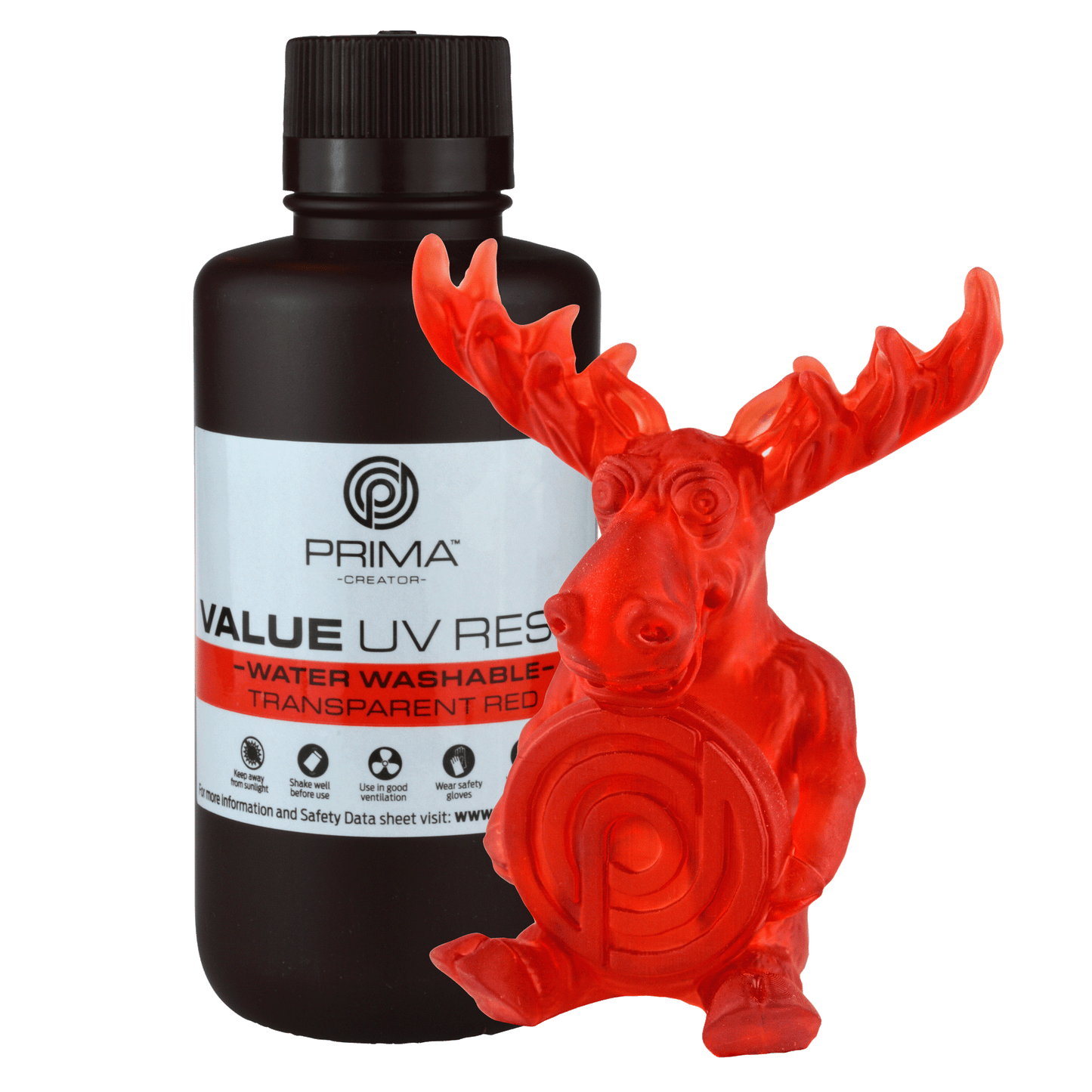 PrimaCreator Value Water Washable UV Resin - 500 g - Transparent Red