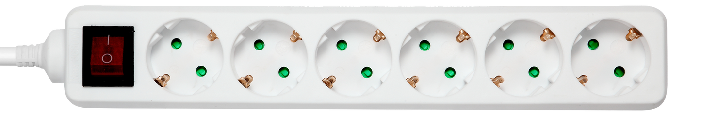 Deltaco 6 Socket Power Strip