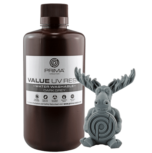 PrimaCreator Value Water Washable UV Resin - 1 kg - Dark Grey