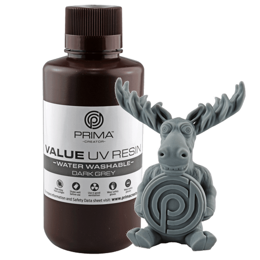 PrimaCreator Value Water Washable UV Resin - 500 g - Dark Grey