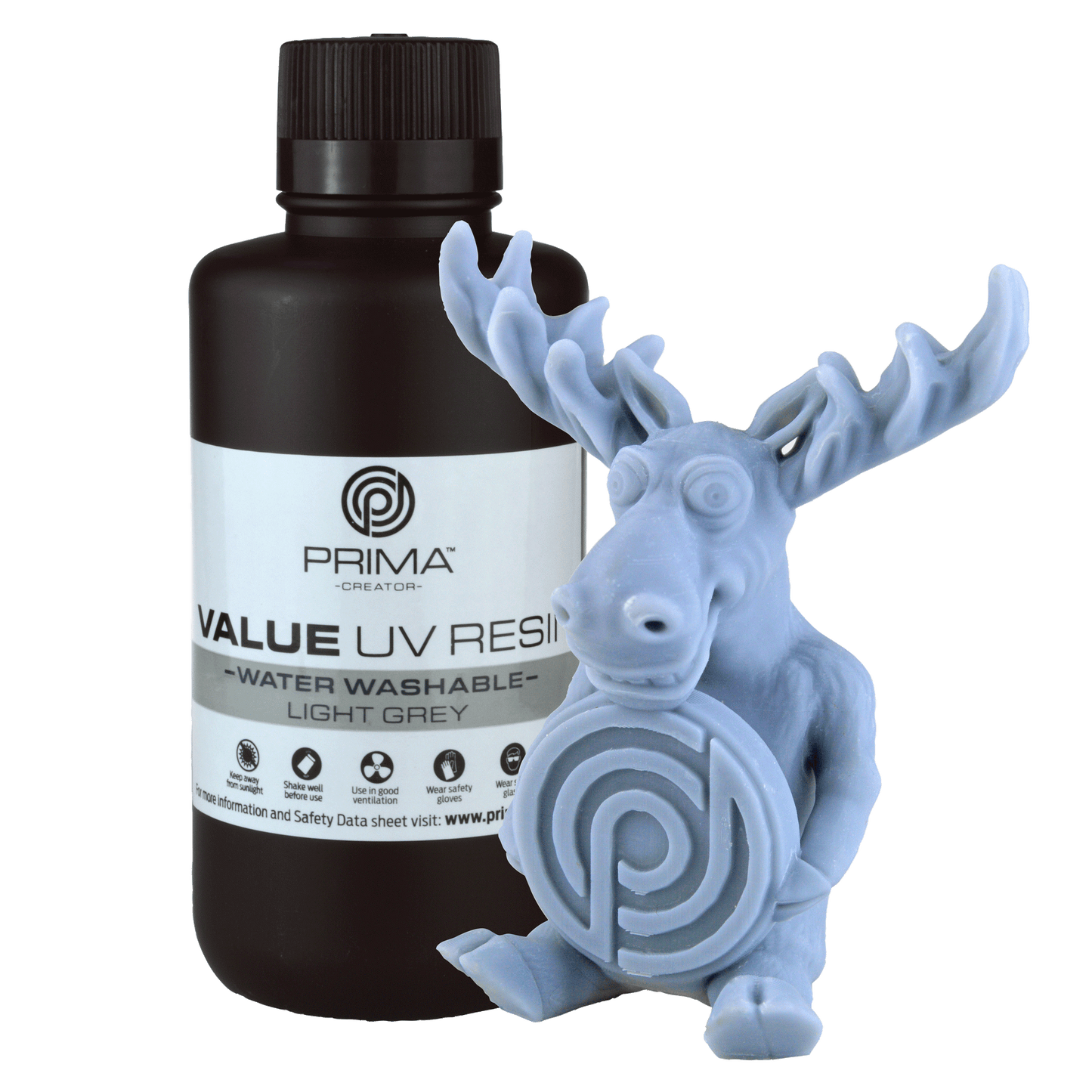 PrimaCreator Value Water Washable UV Resin - 500 g - Light Grey