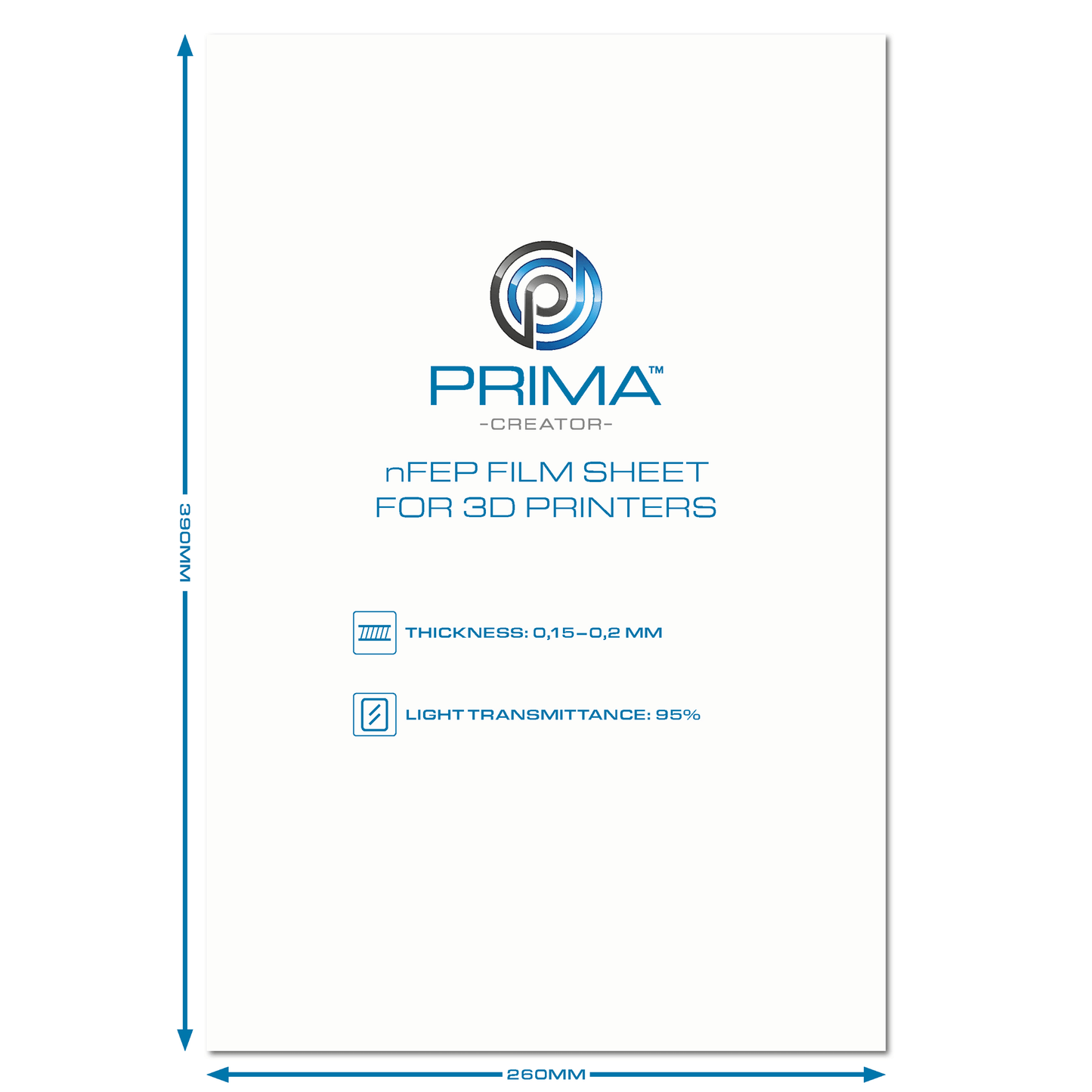 PrimaCreator nFEP Film Sheet for 3D Printers - 260 x 390 mm
