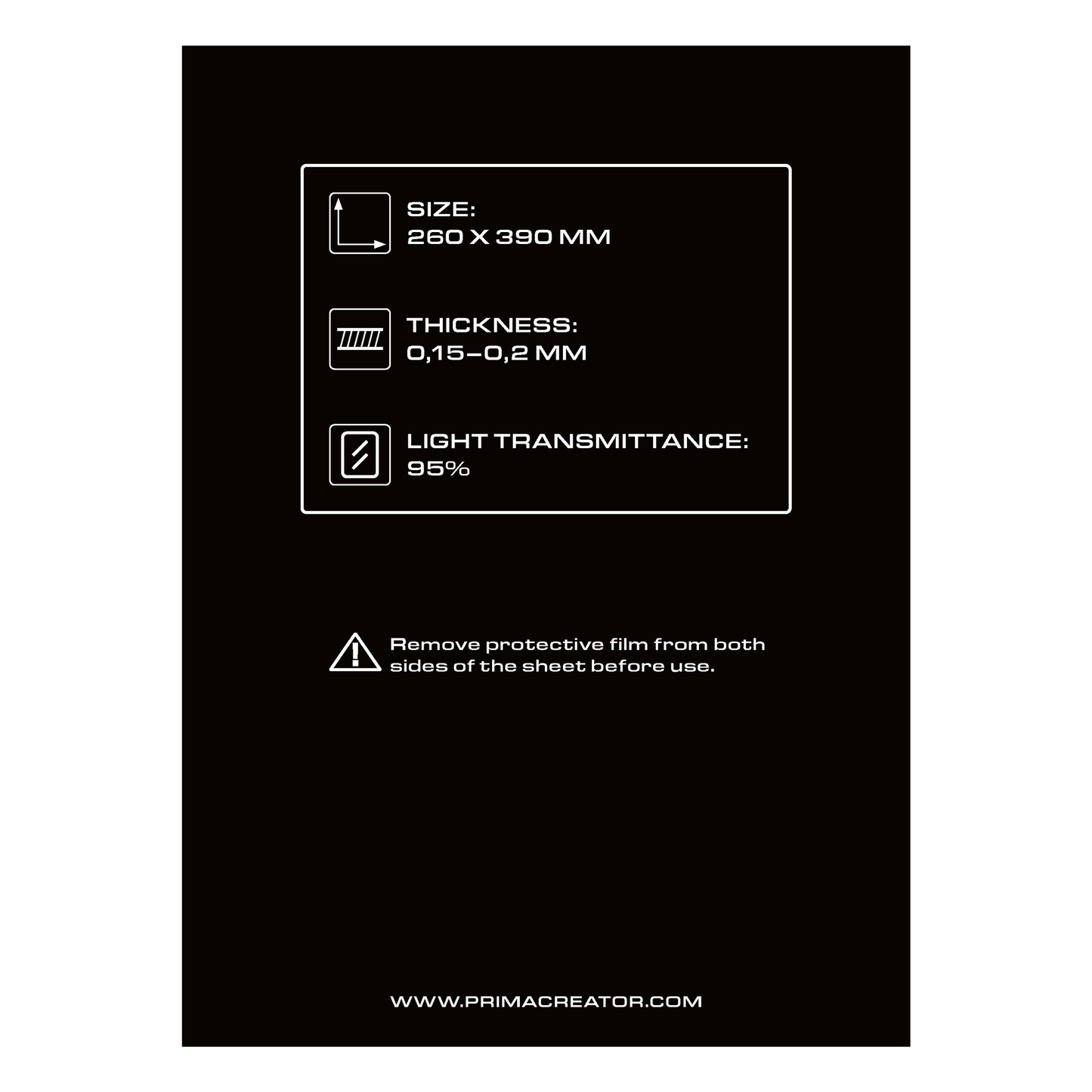 PrimaCreator nFEP Film Sheet for 3D Printers - 260 x 390 mm